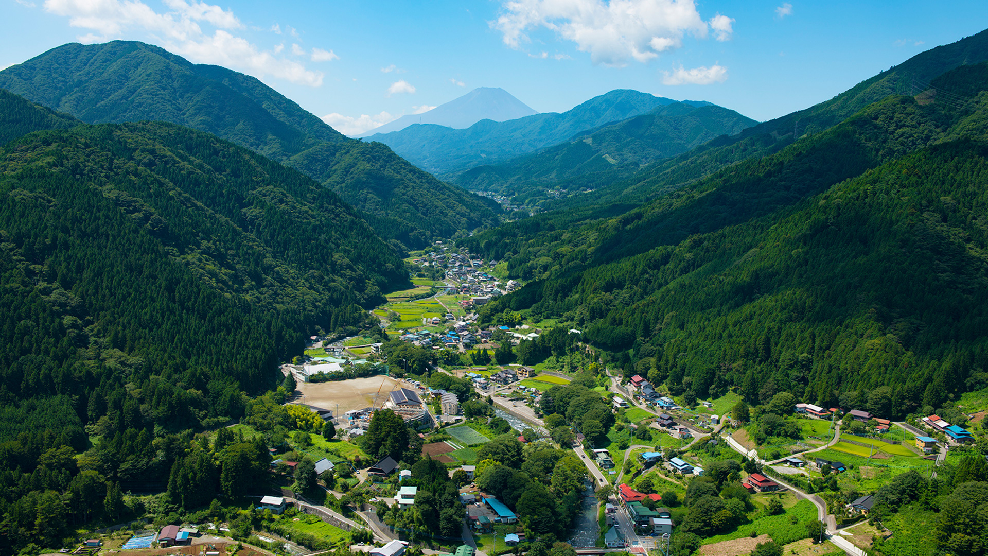 上から見た道志村の様子